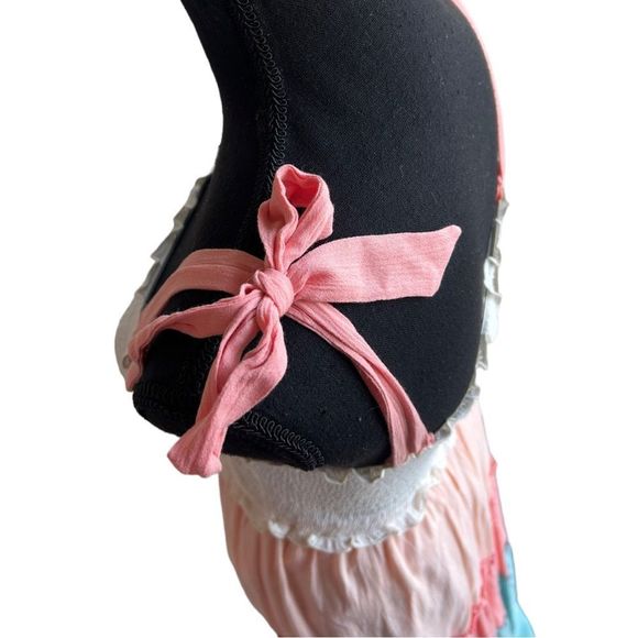 Women’s Tiered Color Block Smocked Maxi Dress-Tie Sleeves-See Description on SZ - Picture 6 of 16